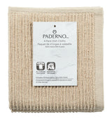 PADERNO All-Purpose Ribbed Cotton Terry Square Dish Cloths, Beige, 4-pk
