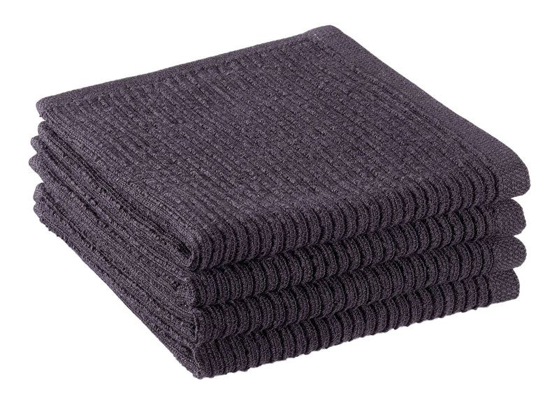 PADERNO All-Purpose Ribbed Cotton Terry Square Dish Cloths, Black, 4-pk J8