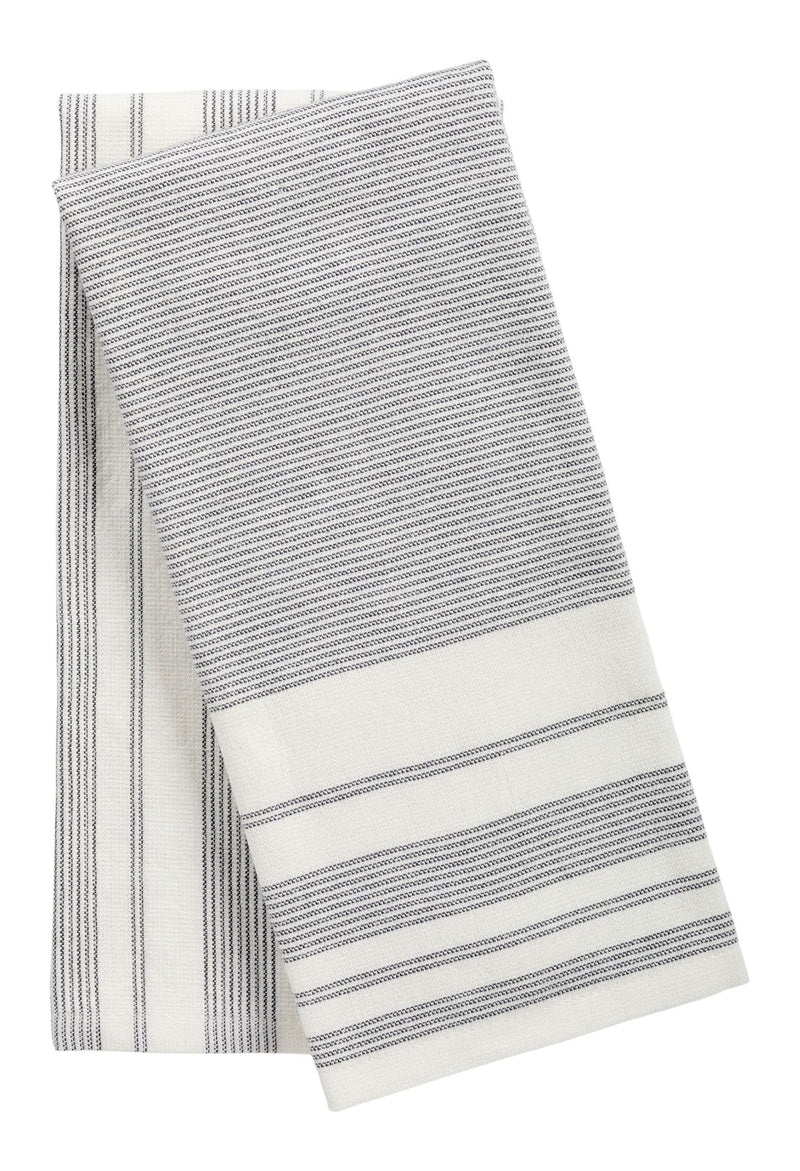 PADERNO All-Purpose Striped Cotton Terry Kitchen Towels, Grey, 2-pk B0