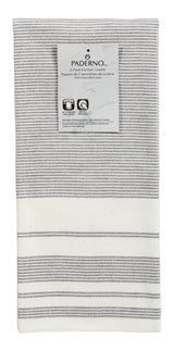 PADERNO All-Purpose Striped Cotton Terry Kitchen Towels, Grey, 2-pk