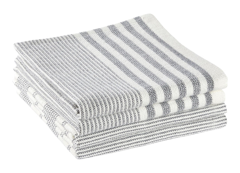 PADERNO All-Purpose Striped Cotton Terry Square Dish Cloths, Grey, 4-pk L8