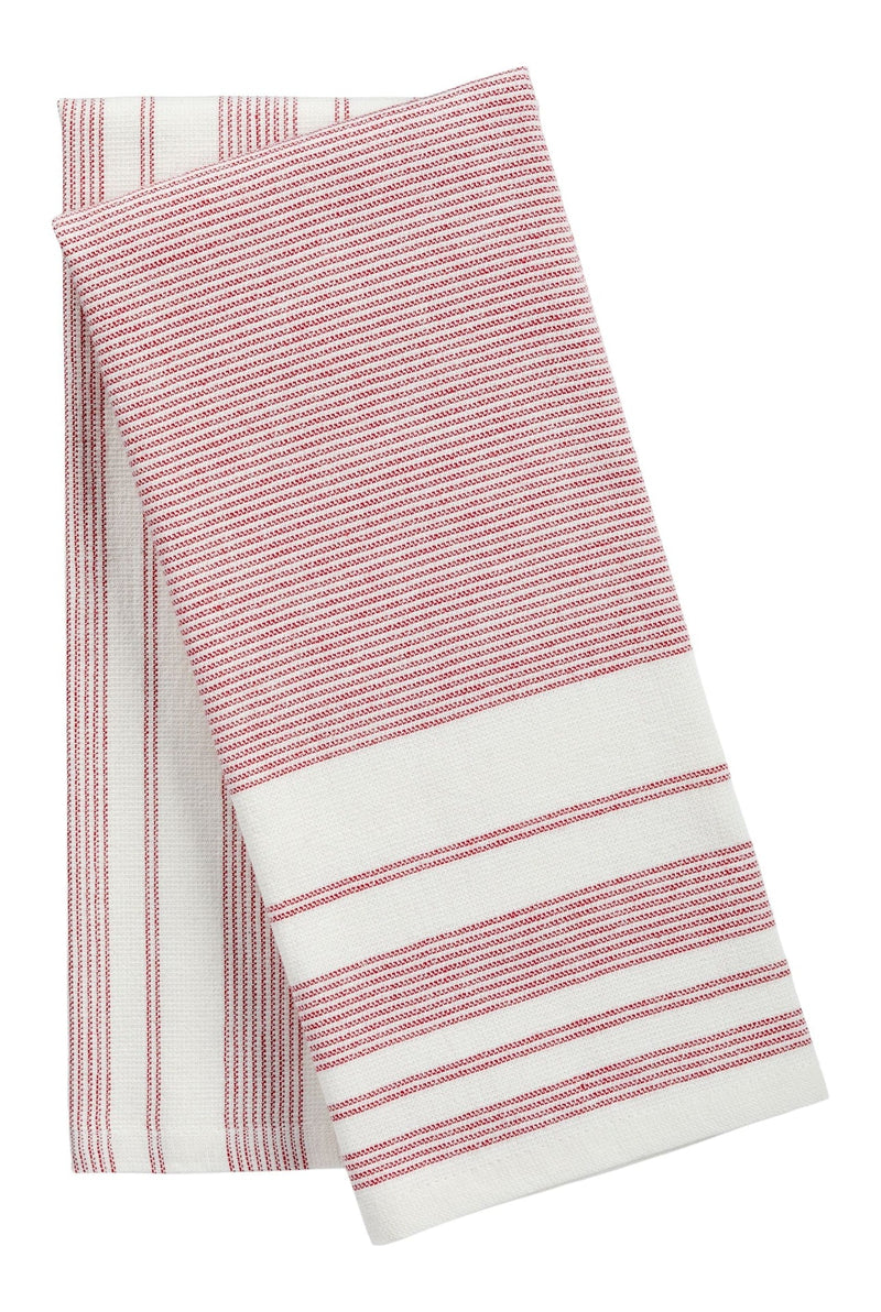 PADERNO All-Purpose Striped Flatweave Terry Kitchen Towels, Red, 2-pk I2