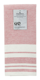PADERNO All-Purpose Striped Flatweave Terry Kitchen Towels, Red, 2-pk