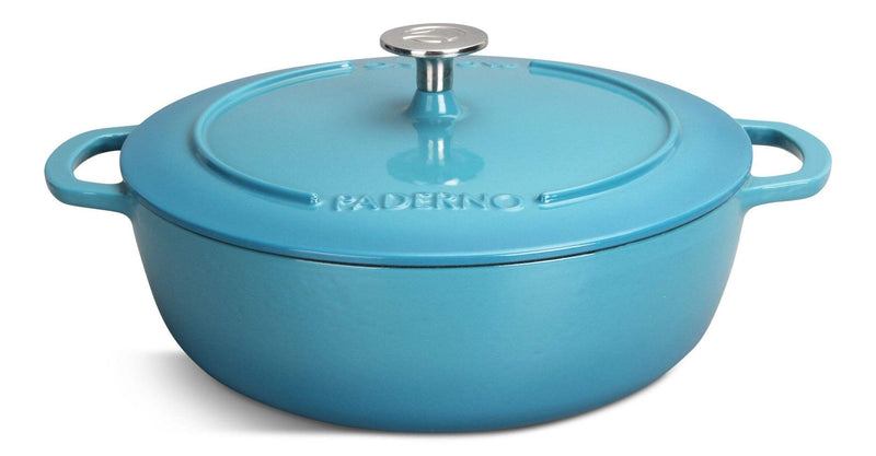 PADERNO Braiser, Durable Cast Iron, Oven Safe, Atlantic Blue, 5-qt U5