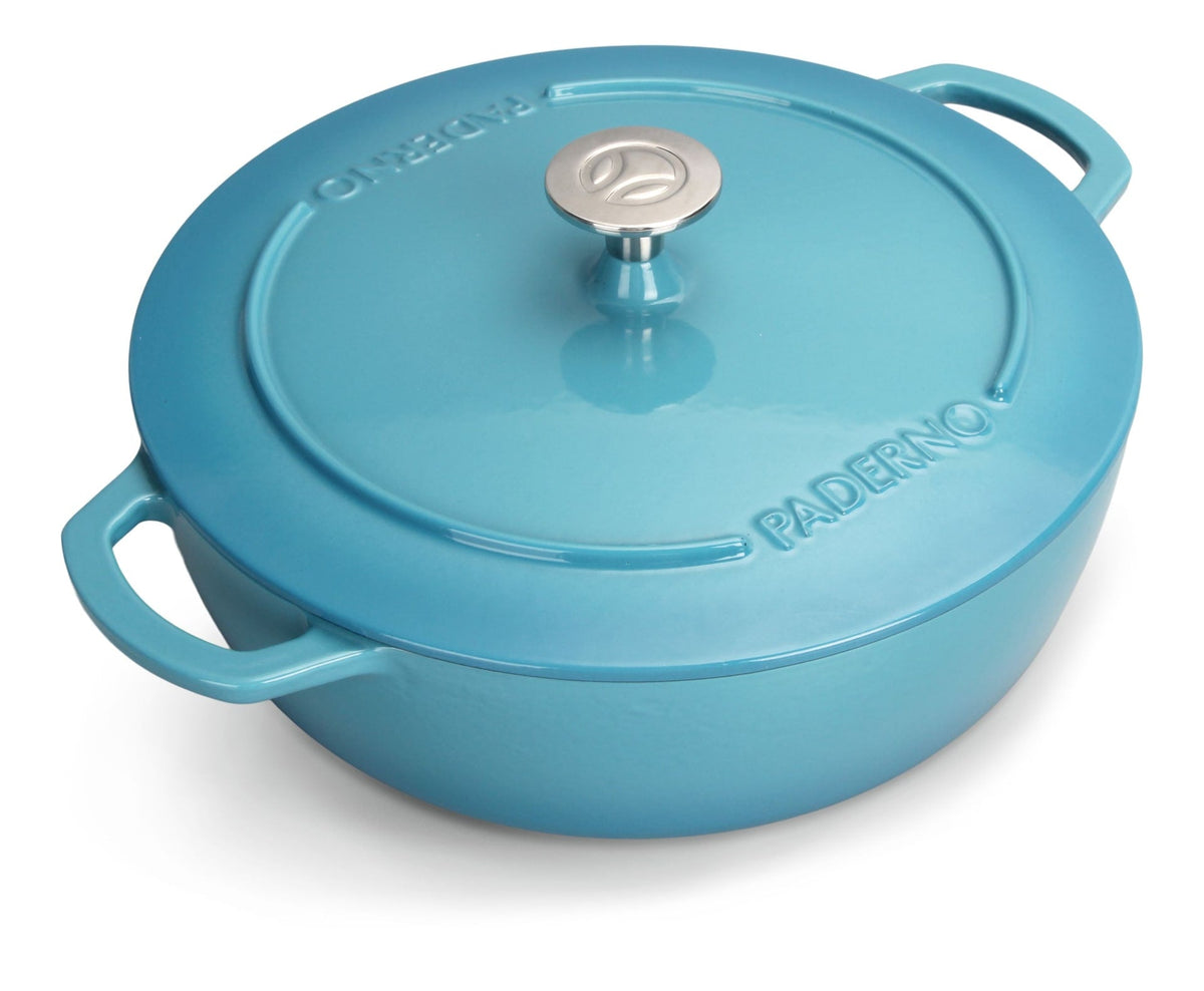 PADERNO Braiser, Durable Cast Iron, Oven Safe, Atlantic Blue, 5-qt