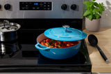 PADERNO Braiser, Durable Cast Iron, Oven Safe, Atlantic Blue, 5-qt