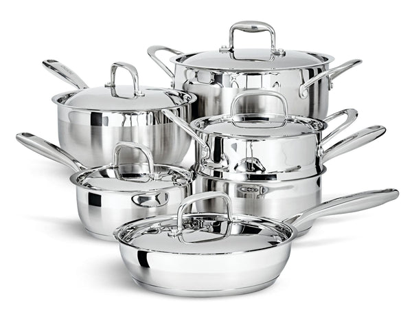 PADERNO Canadian Classic Stainless Steel Cookware Set, Dishwasher & Oven Safe, 11-pc H6
