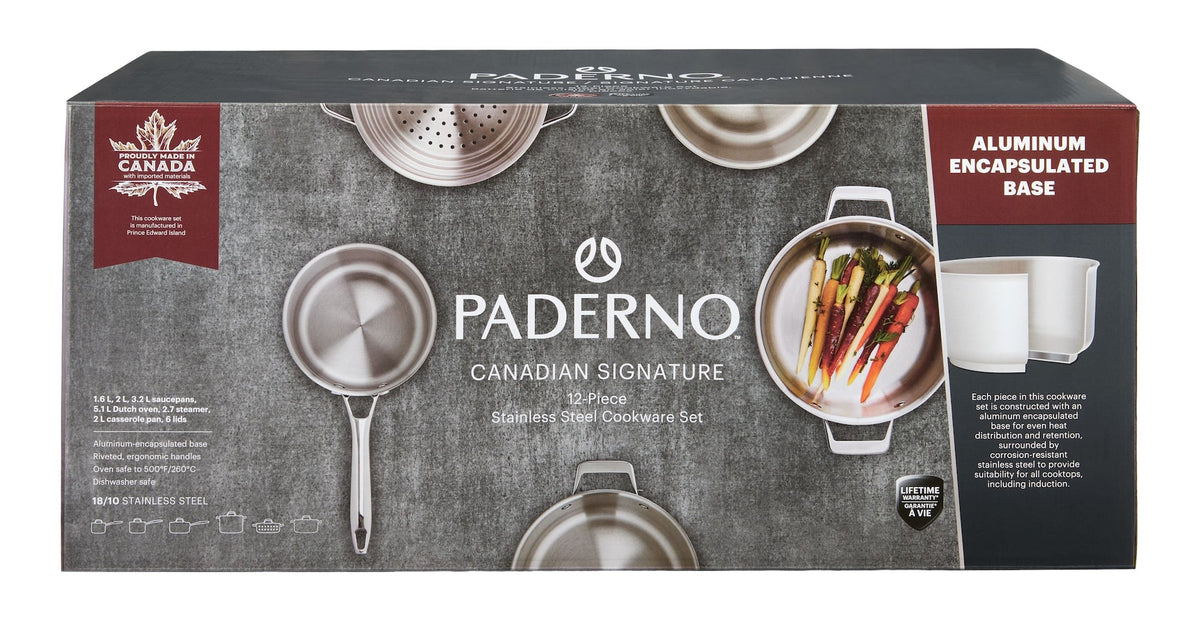 PADERNO Canadian Signature Stainless Steel Cookware Set, 12-pc