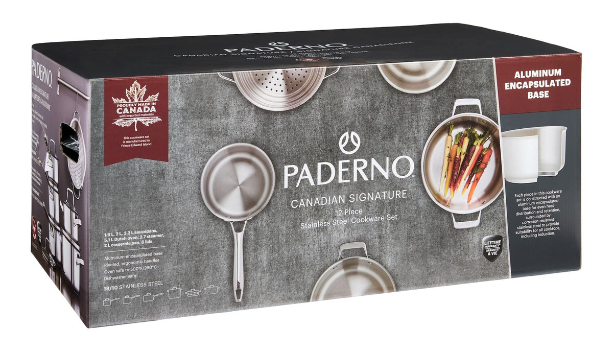PADERNO Canadian Signature Stainless Steel Cookware Set, 12-pc