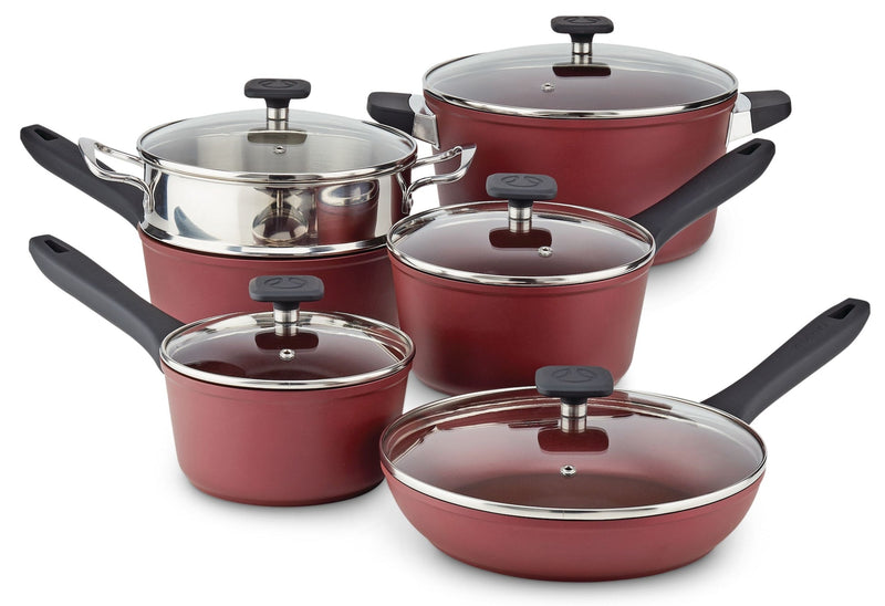 PADERNO Classic Cookware Set, Non-Stick, Maroon, 11-pc A1