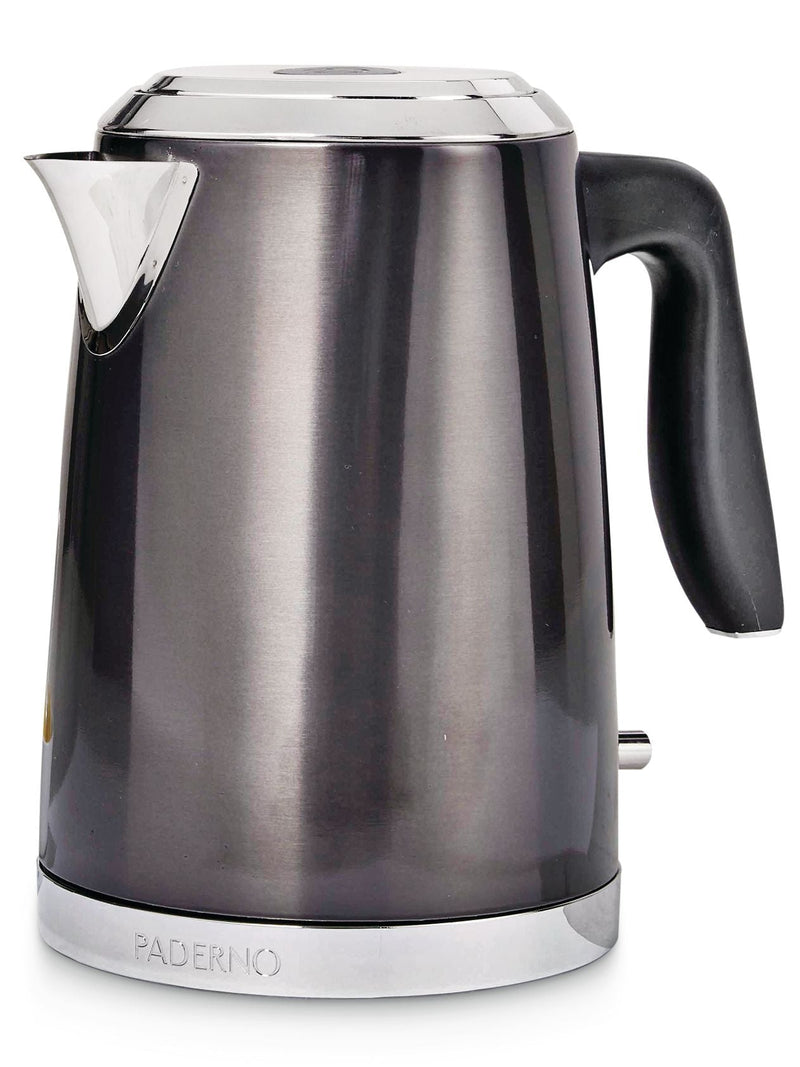 PADERNO Cordless Electric Kettle with Auto Shut Off, Black Stainless Steel, 1.7L O7