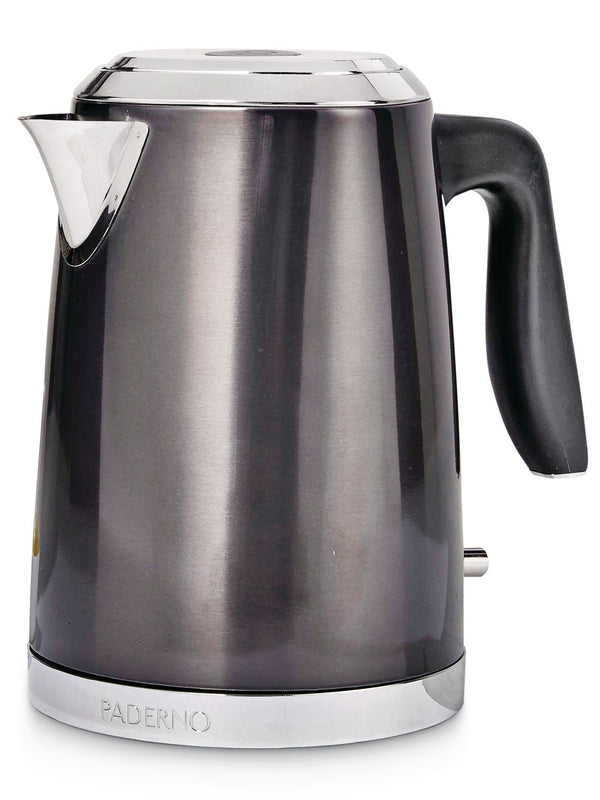 PADERNO Cordless Electric Kettle with Auto Shut Off, Black Stainless Steel, 1.7L T0