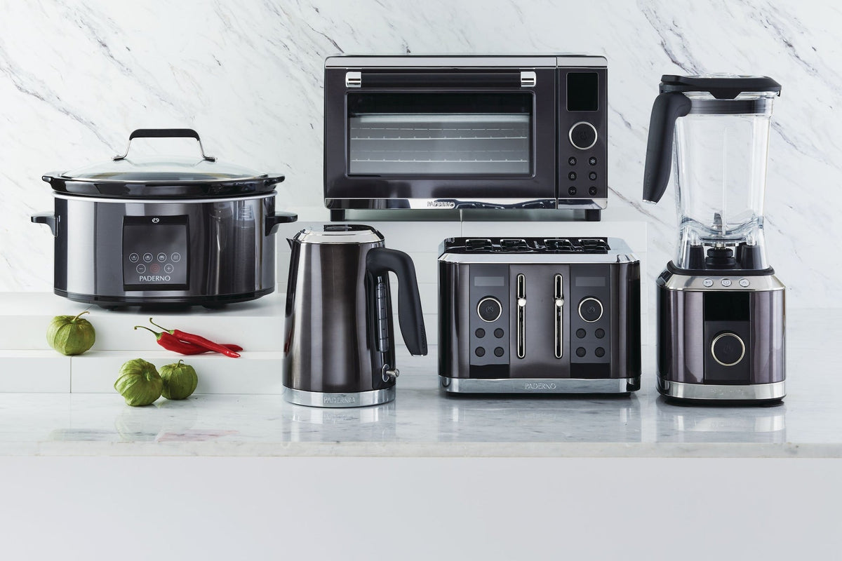 PADERNO Digital Programmable Slow Cooker, Black Stainless Steel, 6qt