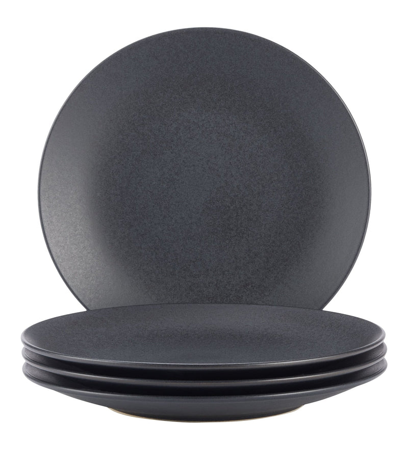 Paderno Dorset Stoneware Dinner Plate Set, Black Reactive, 4-pk, Oven Safe L3