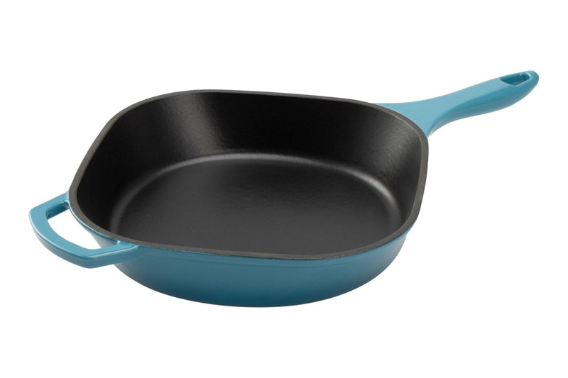 PADERNO Enameled Cast Iron Frying Pan, Turquoise Blue, 10-in J8