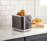 PADERNO Even Heat Wide Slots Toaster with 9 Settings, Black Stainless Steel, 2-Slices