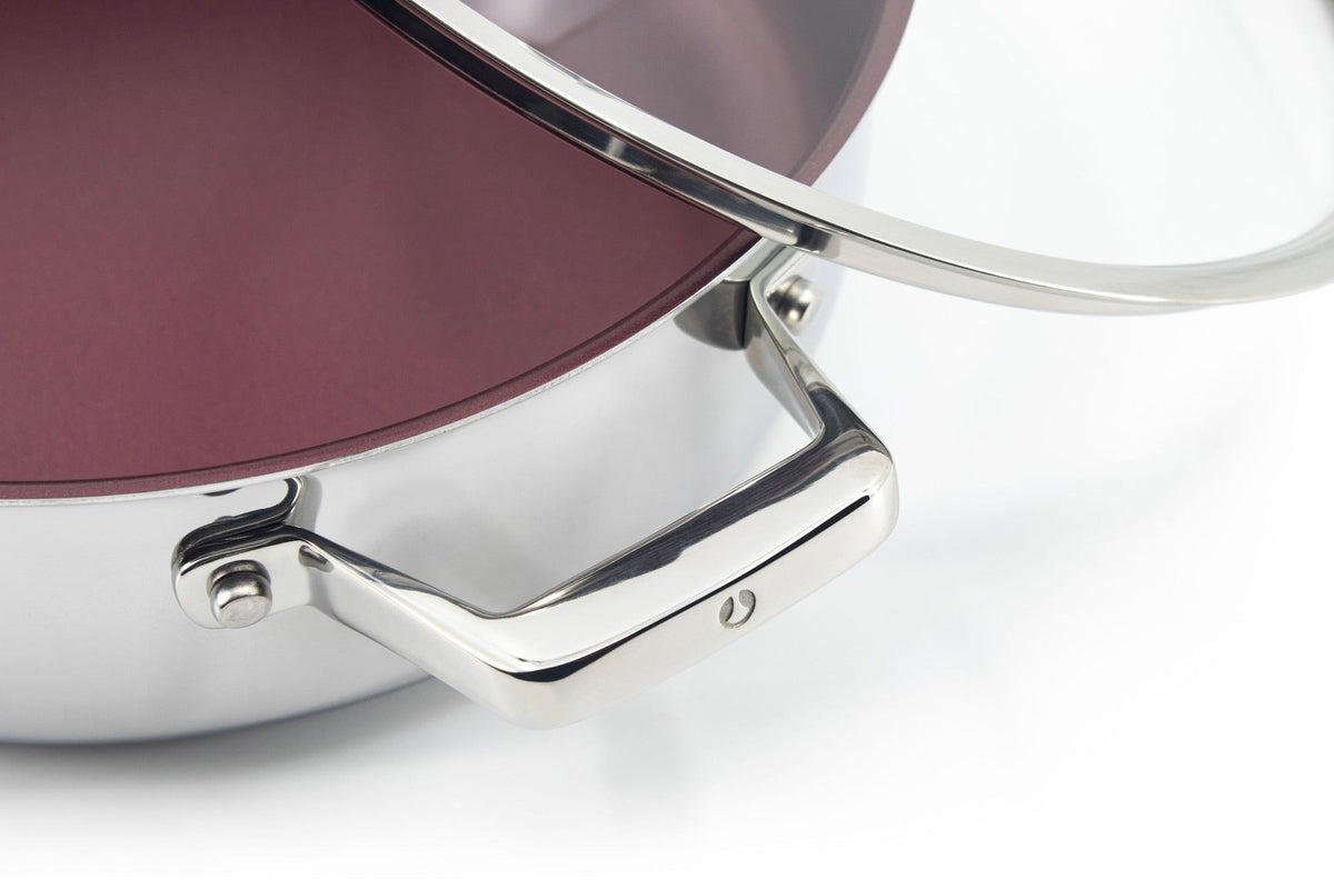 PADERNO Professional Non-Stick Clad Jumbo Cooker, Burgundy, 5-L