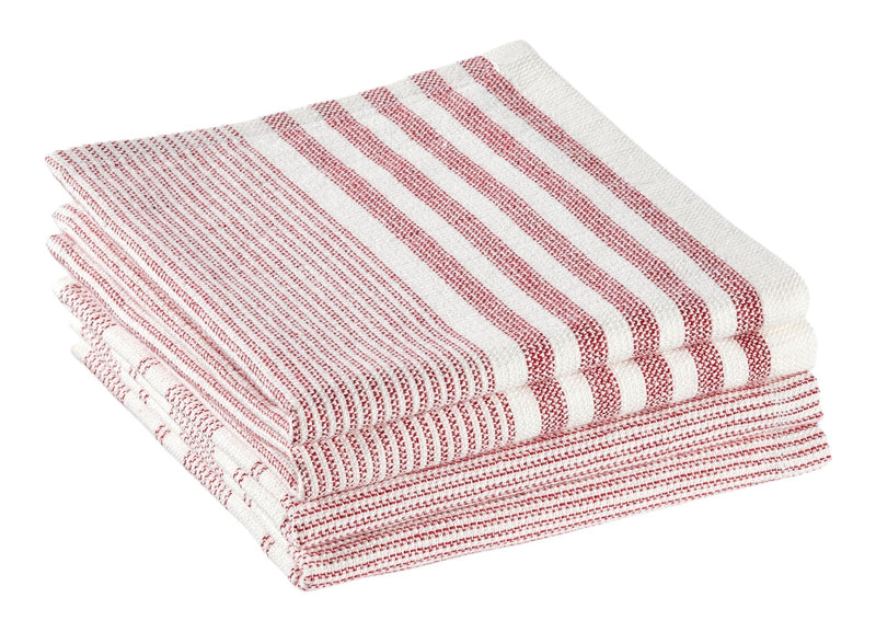 PADERNO Striped Cotton Terry Square Dish Cloths, Red, 4-pk T3