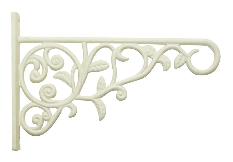 Panacea Decorative Wall Steel Plant Scroll Hook/Bracket For Hanging Basket Planters, White C4