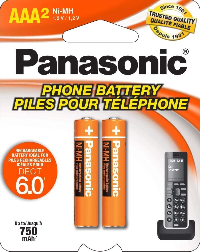 Panasonic Rechargeable AAA Battery for Cordless Phones (HHR4DPA2BA) B2