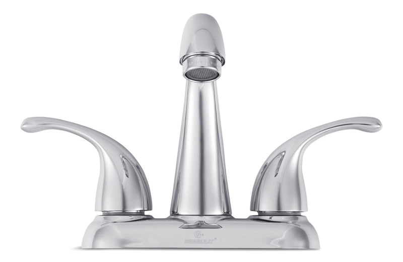 Peerless Double Handle Rigid Spout 4-in Centreset Bathroom Sink Faucet with Pop-Up Drain, Chrome A1