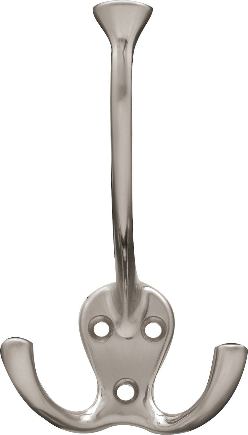 Peerless Stainless Steel Single Tri-Hooks, Satin Nickel, 3-pk T9