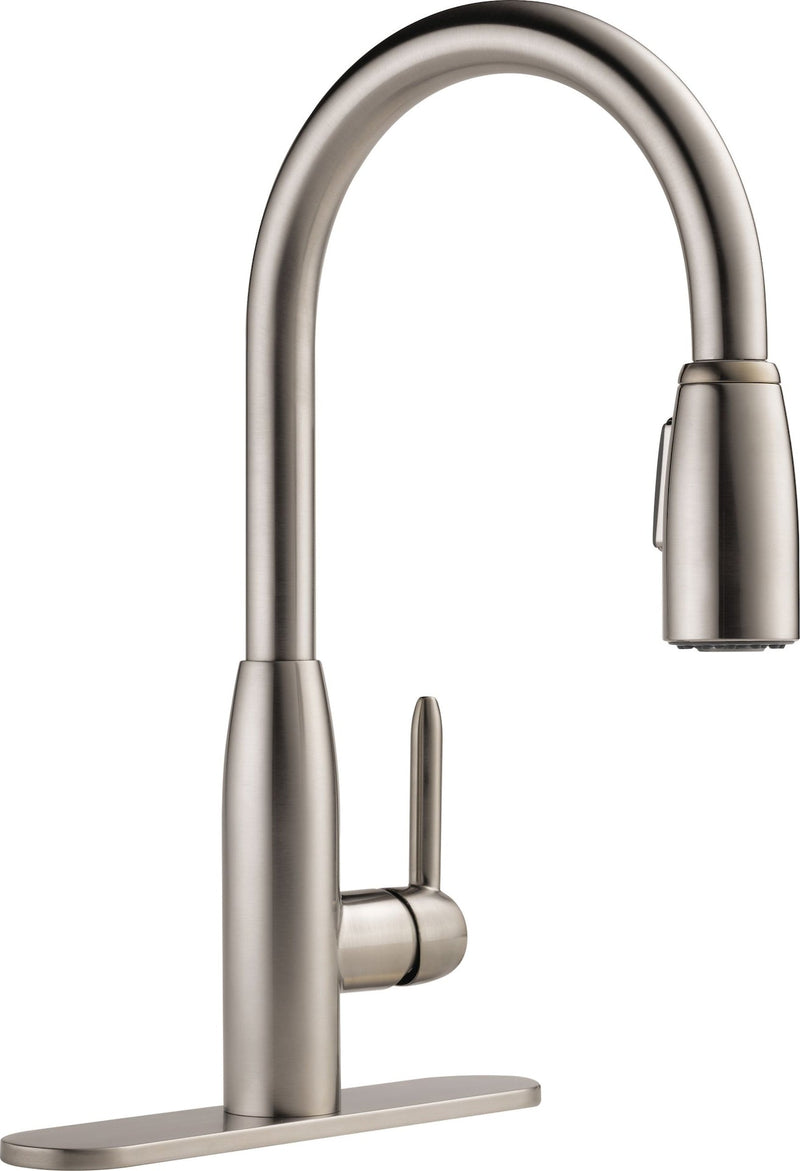 Peerless Tunbridge Single Handle High Arc Pull Down Kitchen Faucet, Stainless Steel V4
