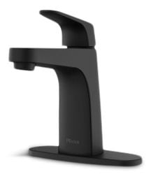 Pfister Matlock Single Handle High Arc Single Hole 4-in Centreset Bathroom Sink Faucet, Push & Seal Drain, Matte Black A5