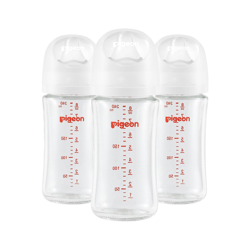 Pigeon Glass Bottle with Silicone Nipple (M), 8-oz, 3 Months+, 3-pk Q0