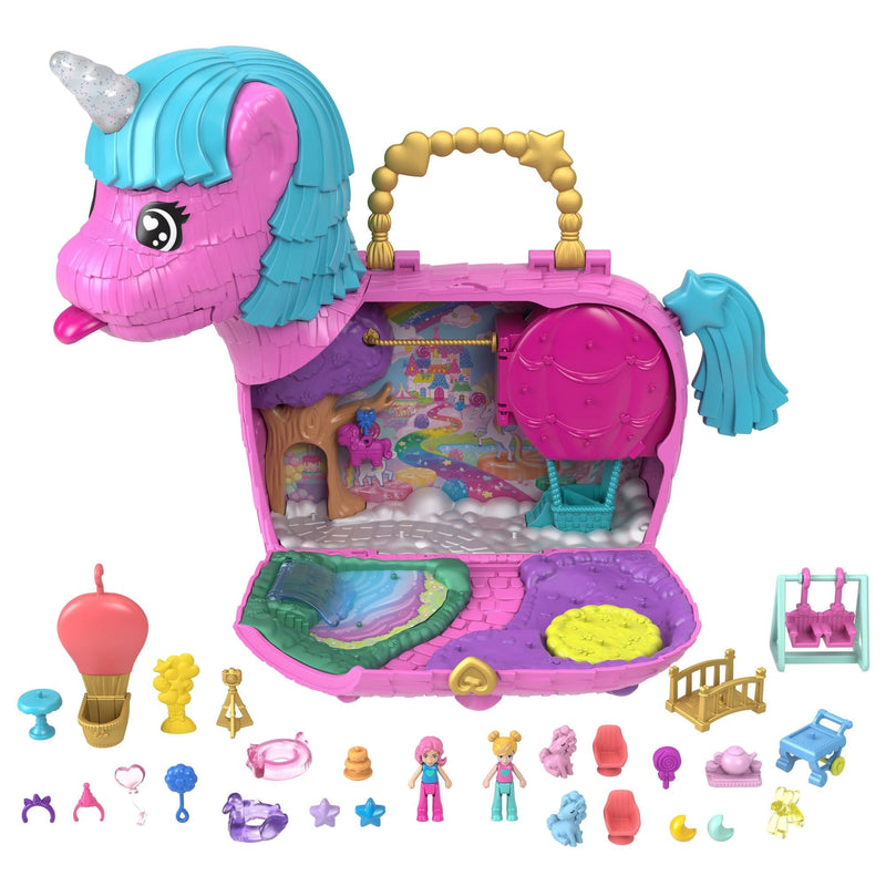 Polly Pocket 35th Celebration Unicorn Partyland Playset, Includes 2 Micro Dolls, Pets & 25+ Surprise Accessories, Kids Ages 3+ S7