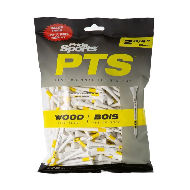 Pride Professional Tee System ProLength Wood Golf Tee, 2-3/4-in Yellow on White, 175-pk S9