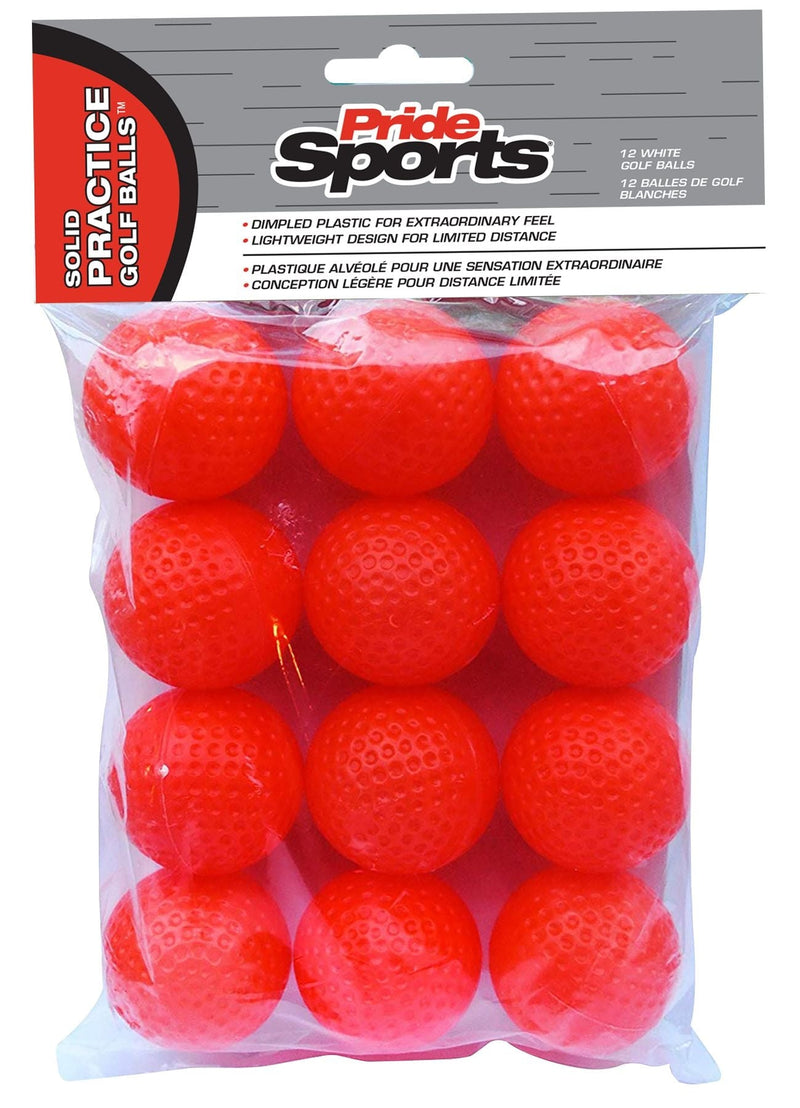 PrideSports Dimpled Plastic Practice Golf Balls, Lightweight, 12-pk, Assorted Colours B8