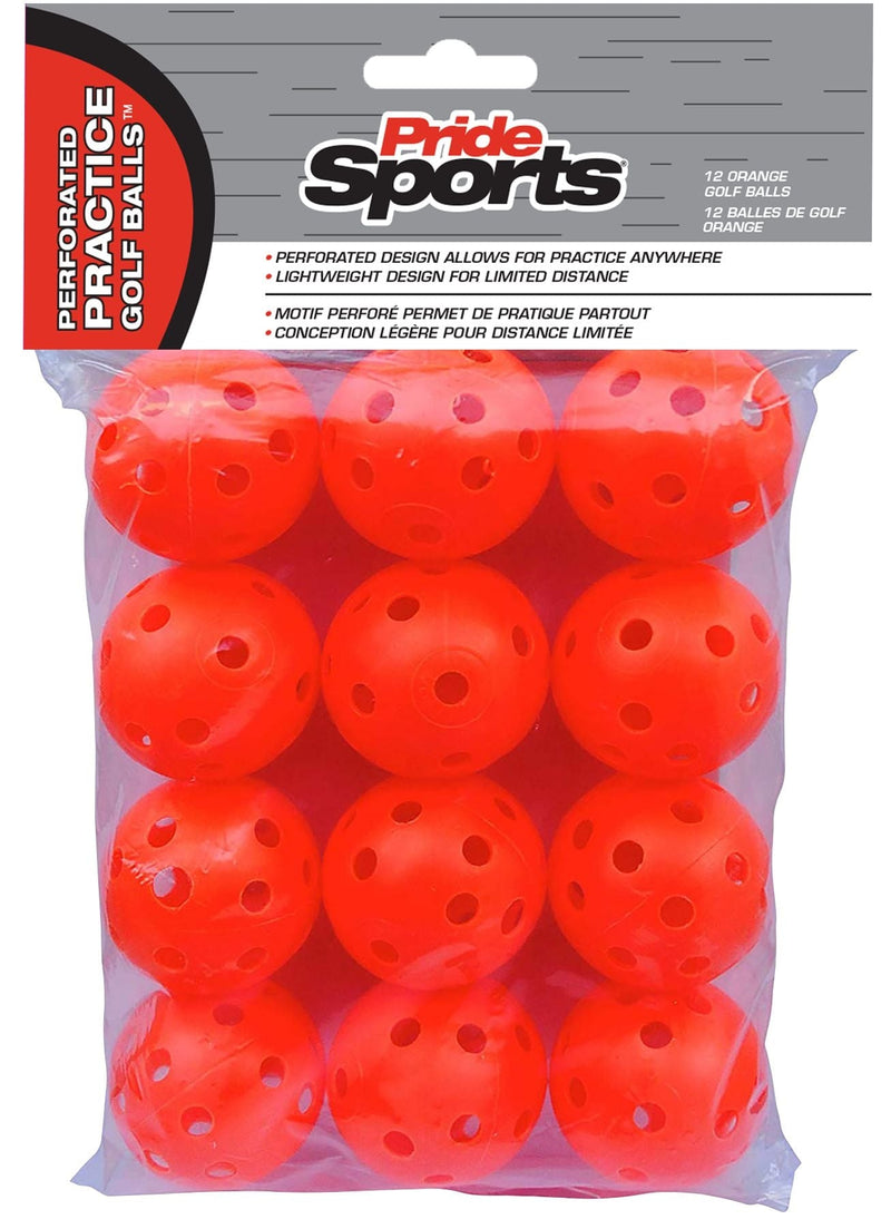 PrideSports Perforated Plastic Practice Golf Balls, Lightweight, 12-pk, Assorted Colours B6