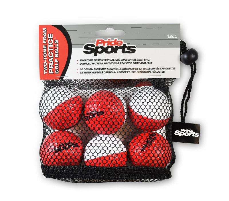 PrideSports Two Tone Practice Golf Balls, Red/White, 12-pk N7