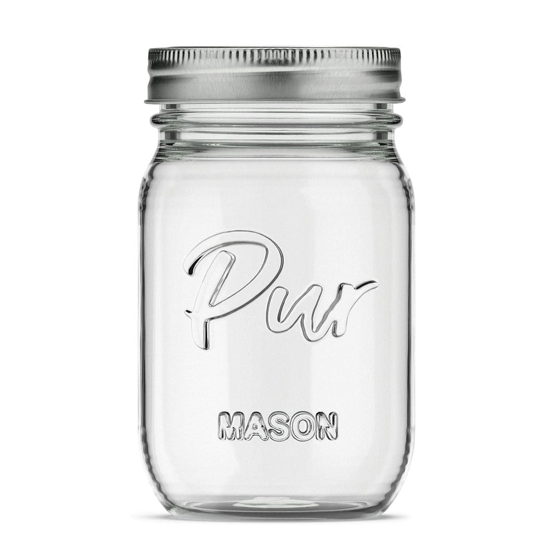 Pur Mason Regular Mouth Glass Jar with Lid & Band, 16-oz/473-mL, 12-pk A0