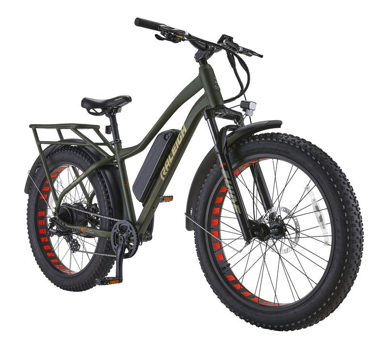 Raleigh Quanta All-Terrain Lightweight Electric Bicycle with Front & Rear Lights, 26-in Wheel, Green Y7