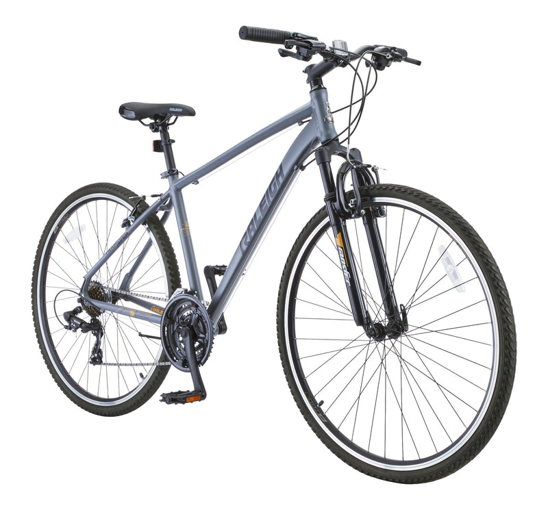 Raleigh Route Hybrid Bike with Alloy V-brakes, 700C, 21-Speed, Grey O8