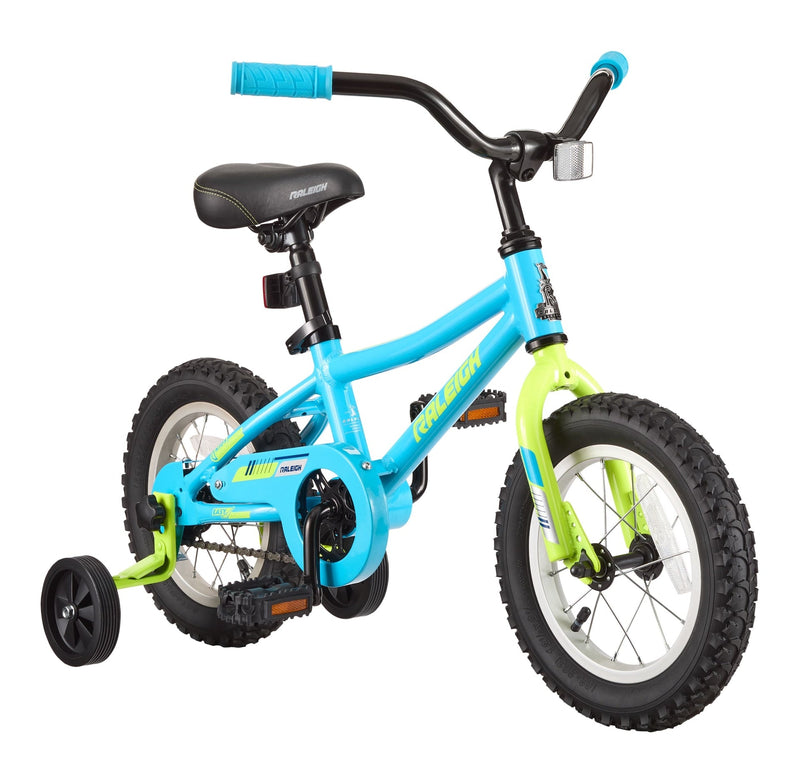 Raleigh Vibe Lightweight Kids' Bike with Training Wheels, 12-in, Blue Q9