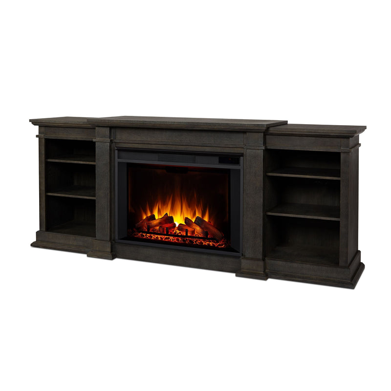Real Flame Eliot Grand Entertainment VividFlame Electric Fireplace TV Stand, 1500W, Includes Remote Control & Firebox, Antique Grey L9