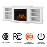 Real Flame Valmont Media Indoor Electric Fireplace TV Stand, 74-in, 1500W, Includes Remote Control & Firebox, White