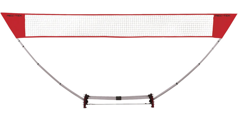 Rec-Tek Outdoor Portable Easy Set-up Badminton Net, Red, 15-ft, 7-pk, All Ages, for Lawn Game Activities I7