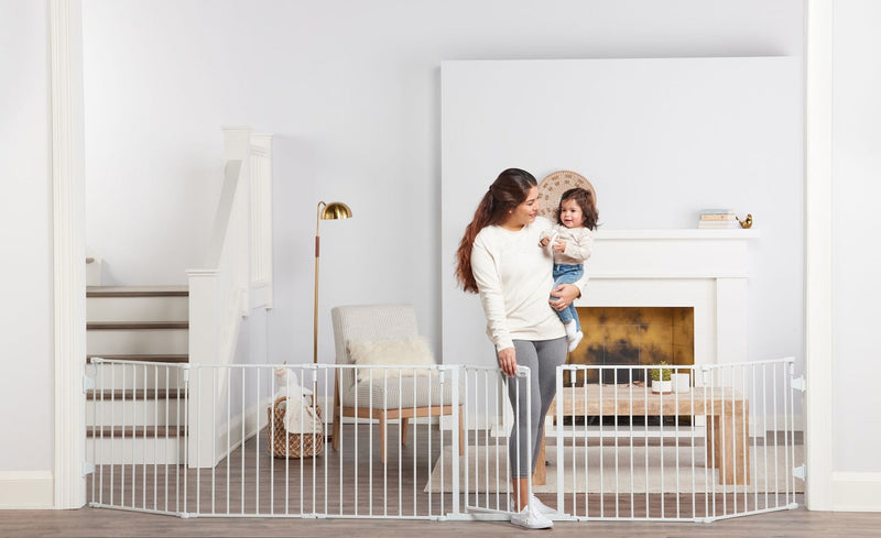 Regalo 2-in-1 Super Wide Adjustable Baby Safety Gate & Play Yard, White G6