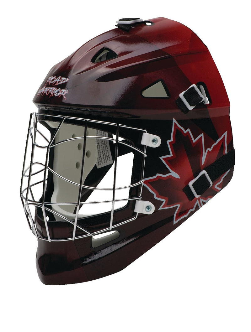 Road Warrior Canada Street Hockey Goalie Helmet Mask with Cage, Youth Q0
