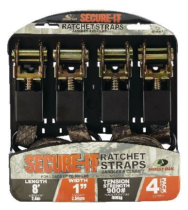 RPS Ratchet Tie-Down Straps, 1-in x 8-ft (2.54 cm x 2.4 m), 4-pk P7
