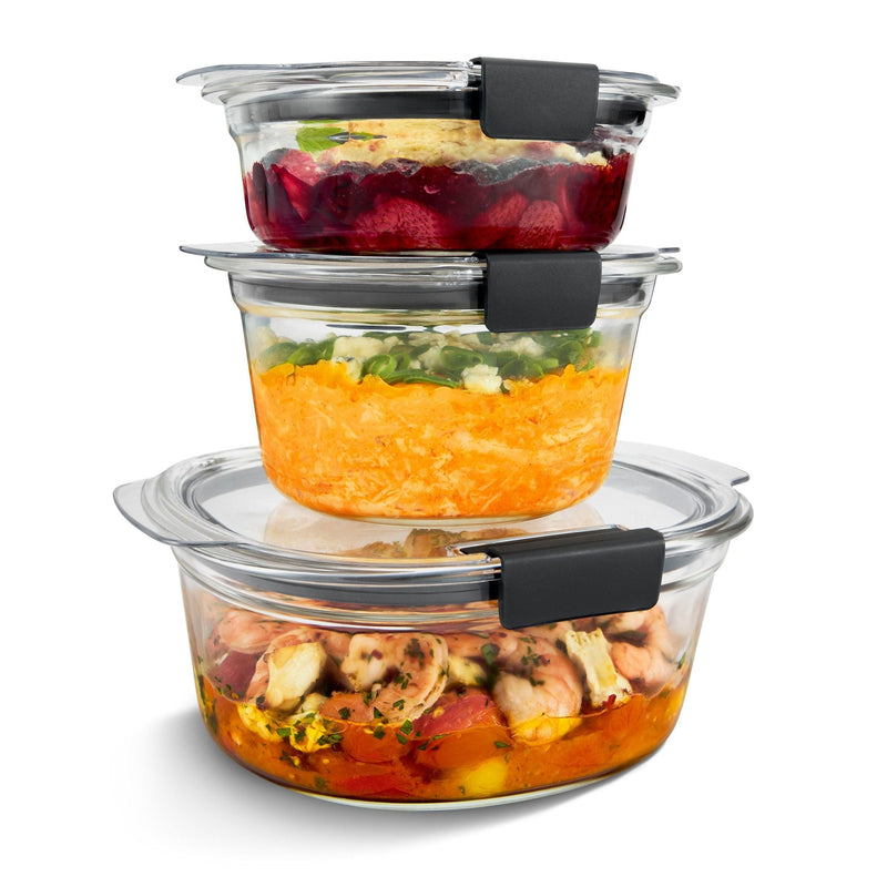 Rubbermaid Brilliance Stainshield Glass Round Food Storage Container Set, 6-pc F3