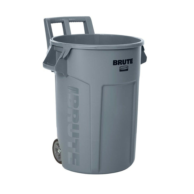 Rubbermaid Commercial Wheeled Brute Circular Outdoor Garbage Can, Grey, 121-L O8