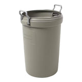 Rubbermaid Plastic Circular Animal Stopper Garbage Can, Grey, 121-L