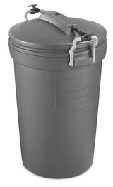Rubbermaid Plastic Circular Animal Stopper Garbage Can, Grey, 121-L