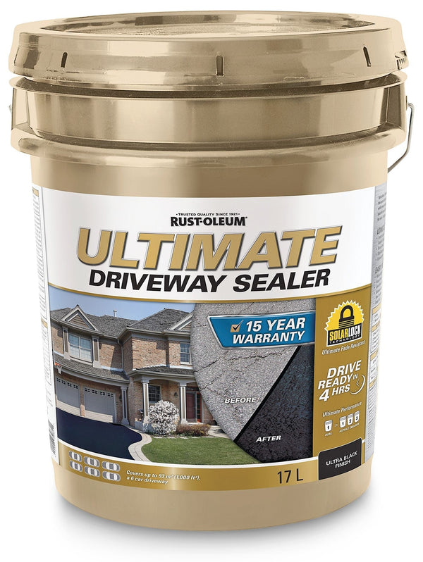 Rust-Oleum 15-Year Ultimate Asphalt Driveway Sealer, 1000 sq. ft Coverage, Ultra Black, 17-L D8