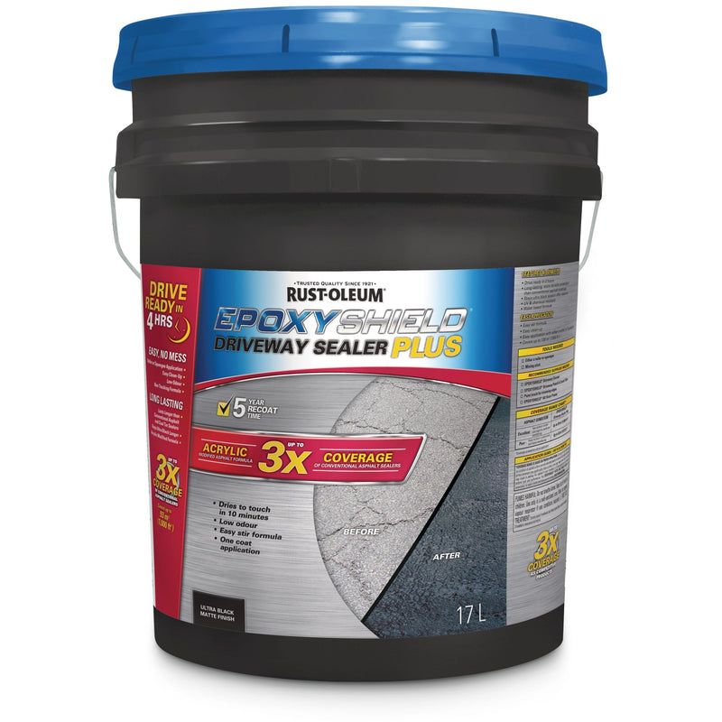 Rust-Oleum Epoxy Shield Asphalt Driveway Sealer Plus, 1000 sq. ft Coverage, Black, 17-L W5